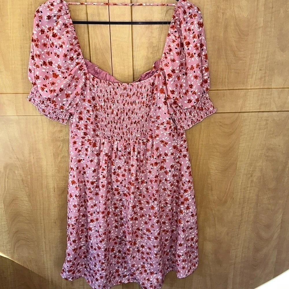 Pink Floral Mini Dress   Size XL   NWT - Picture 5 of 10